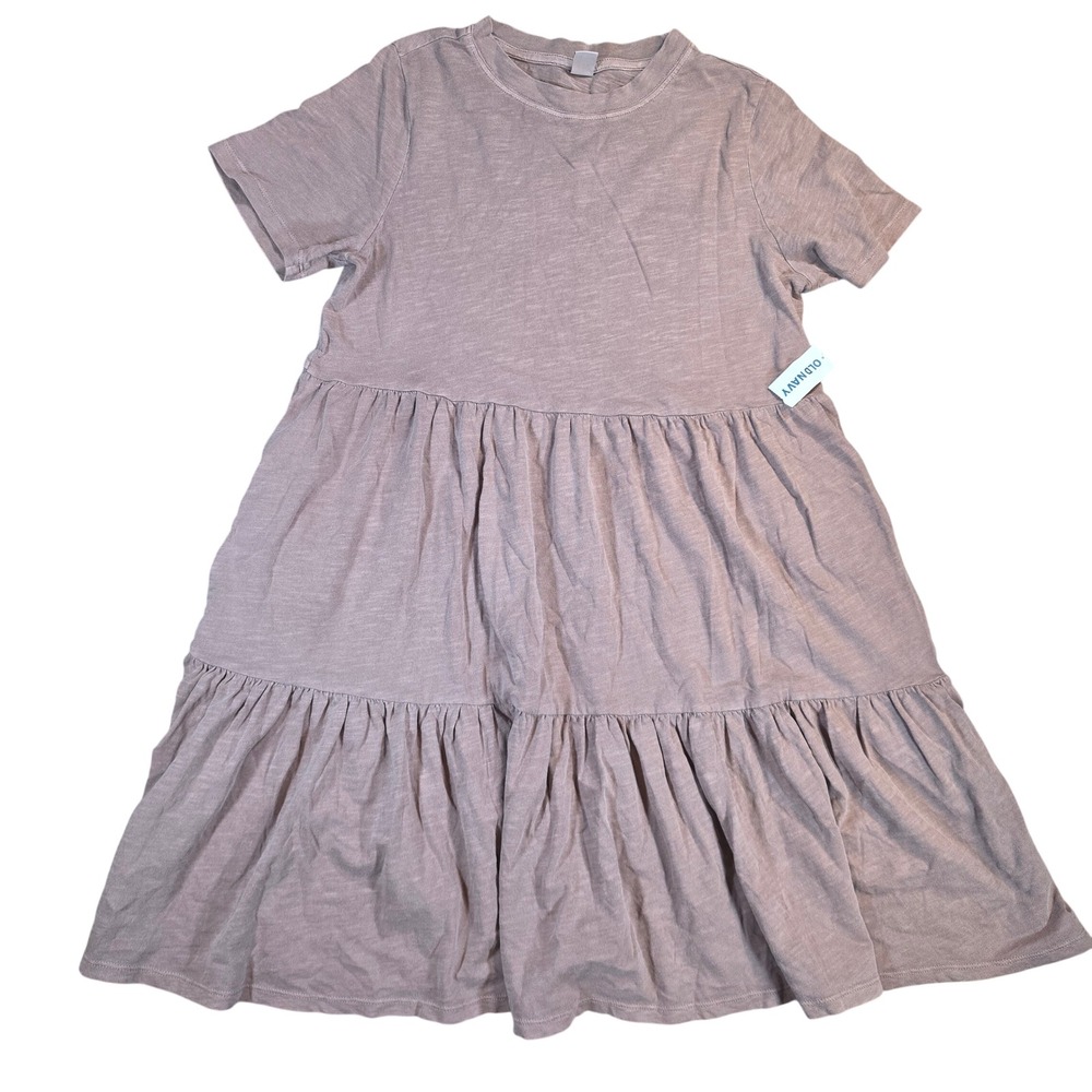 Old Navy Womens Tiered Mini Swing T-Shirt Dress Mauve Brown XS New Cotton